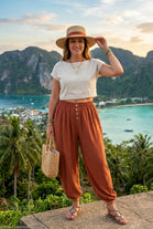 BUTTON DETAIL HAREM TROUSERS