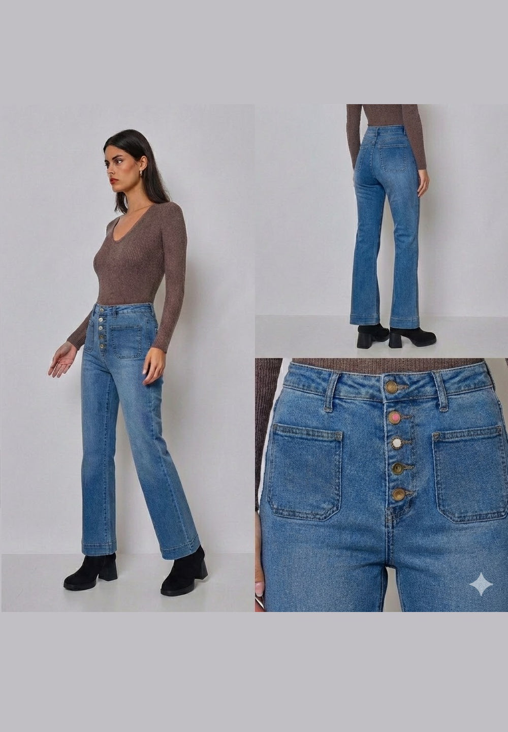 GOLD BUTTON DENIM JEANS