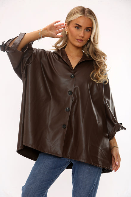 LEATHER OVERSIZED HOODED JACKET (15334235865472)