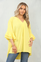 FRILL SLEEVE OVERSIZED TOP (15091771801984)