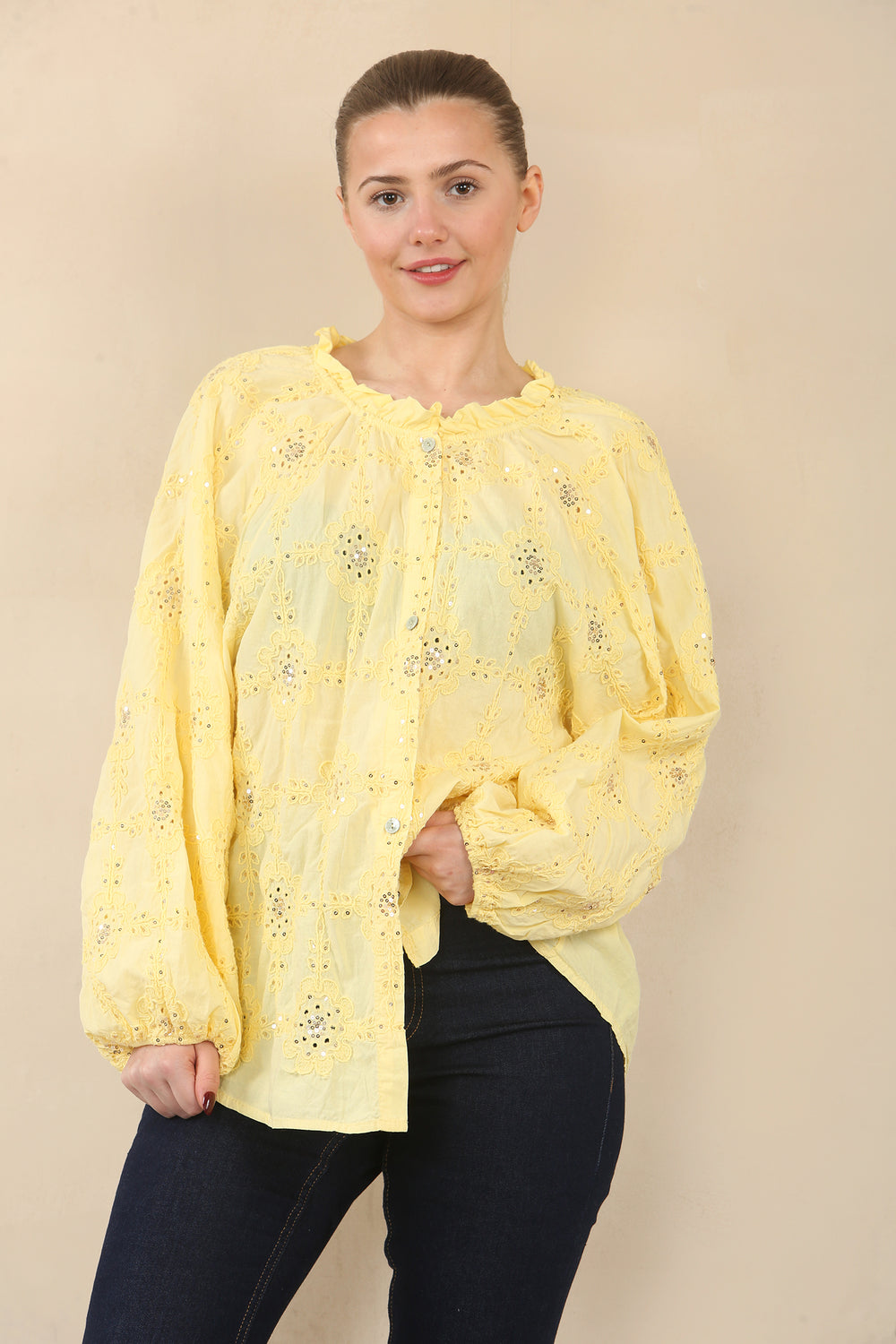 EMBROIDERED SEQUIN SHIRT (15089447862656)