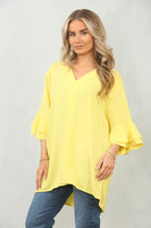FRILL SLEEVE OVERSIZED TOP (15091771801984)