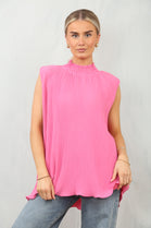 PLEATED HIGH NECK TOP (15134999544192)