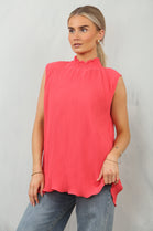 PLEATED HIGH NECK TOP (15134995415424)
