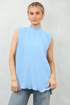 PLEATED HIGH NECK TOP (15134996791680)