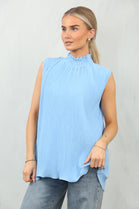 PLEATED HIGH NECK TOP (15134996791680)