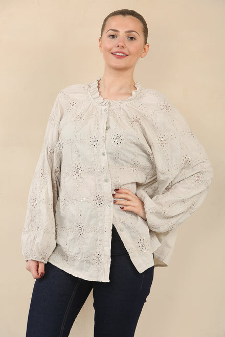 EMBROIDERED SEQUIN SHIRT (15089451860352)
