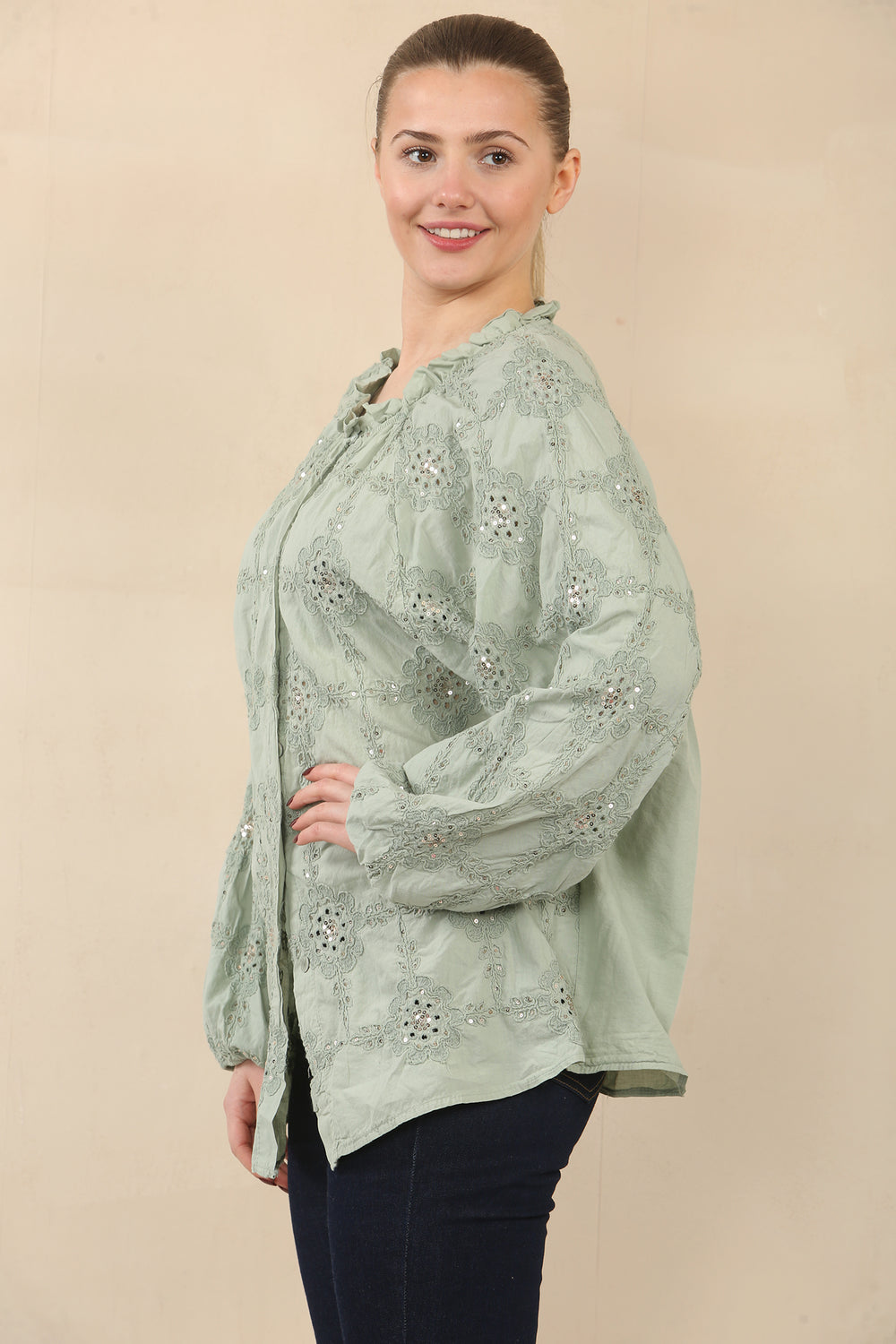 EMBROIDERED SEQUIN SHIRT (15089452188032)