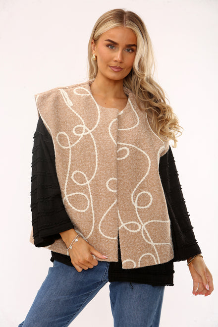 EMBROIDERED THREAD DETAIL WAIST COAT (15334330302848)
