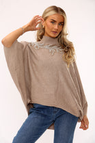 NECK EMBELLISHED OVERSIZED JUMPER (15334359269760)