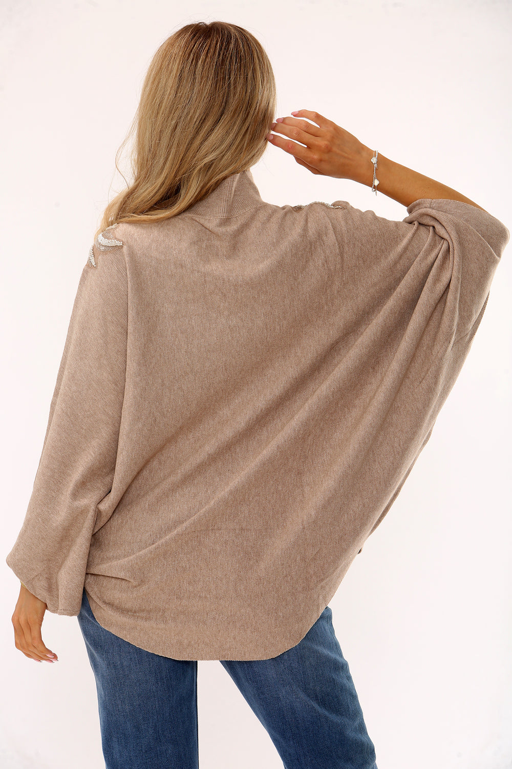 NECK EMBELLISHED OVERSIZED JUMPER (15334359269760)