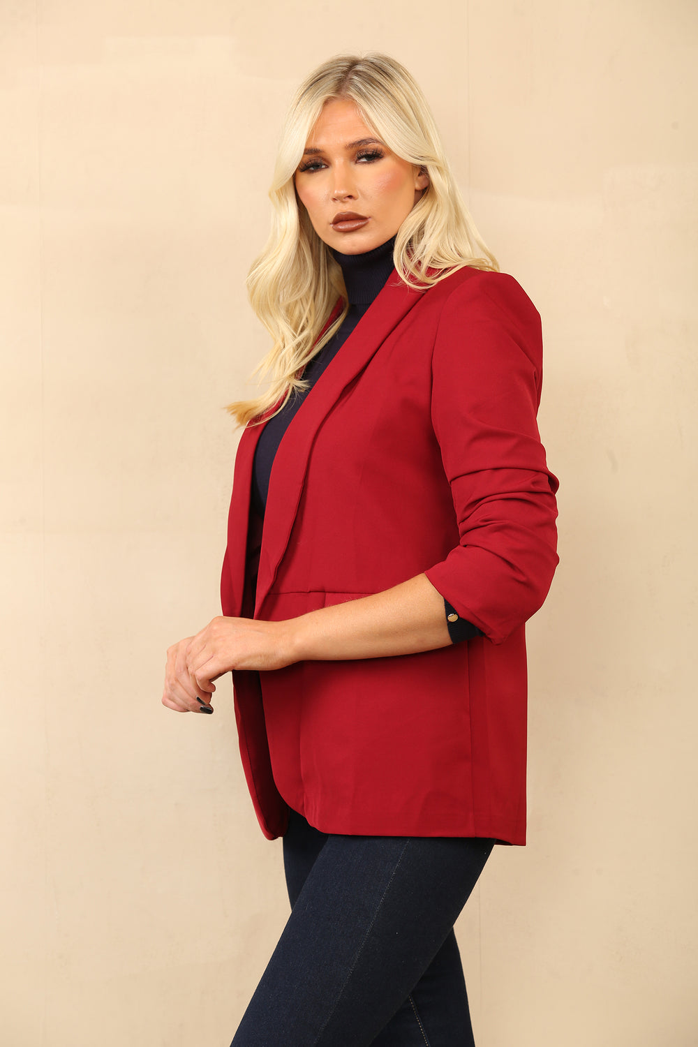 BASIC PLUS SIZE  SLEEVED BLAZER (14668969804160) (15311553724800)