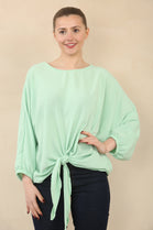 FRONT TIE OVERSIZED BLOUSE (15089485382016) (15099859075456)