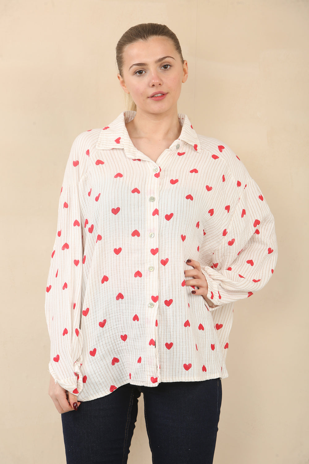 CHEESE CLOTH HEART OVERSIZED SHIRT (15089519296896)