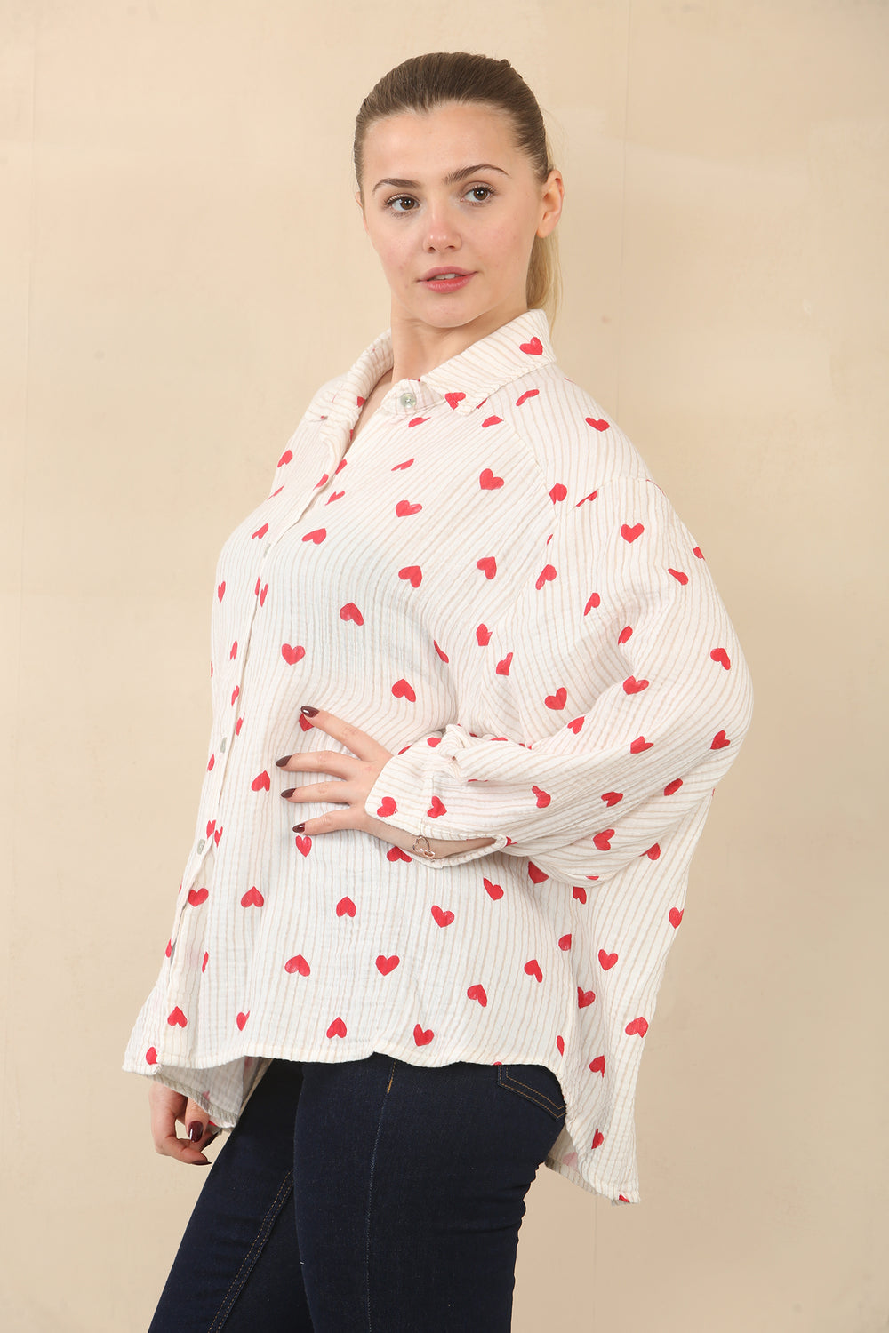 CHEESE CLOTH HEART OVERSIZED SHIRT (15089519296896)