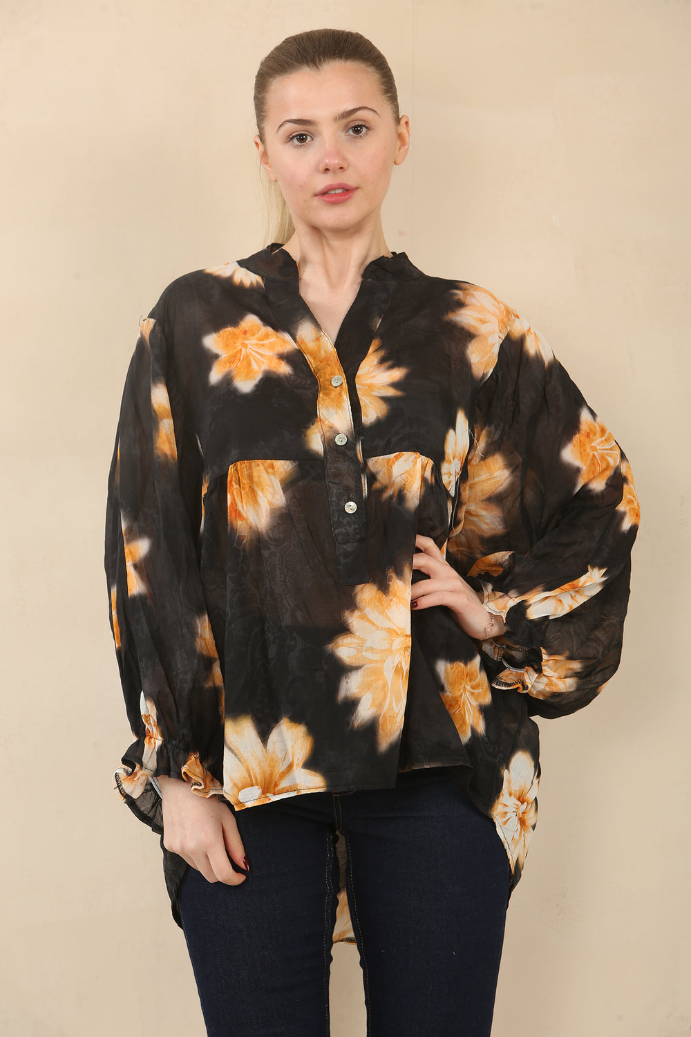 FLORAL BUTTON DETAIL TOP (15089495736704)