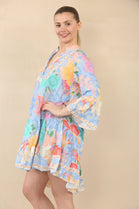 PRINTED BUTTON SMOCK DRESS (15089507598720)