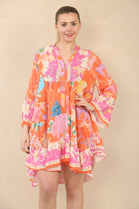 PRINTED BUTTON SMOCK DRESS (15089501995392)