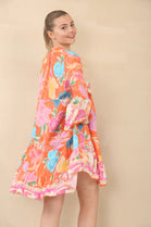 PRINTED BUTTON SMOCK DRESS (15089501995392)