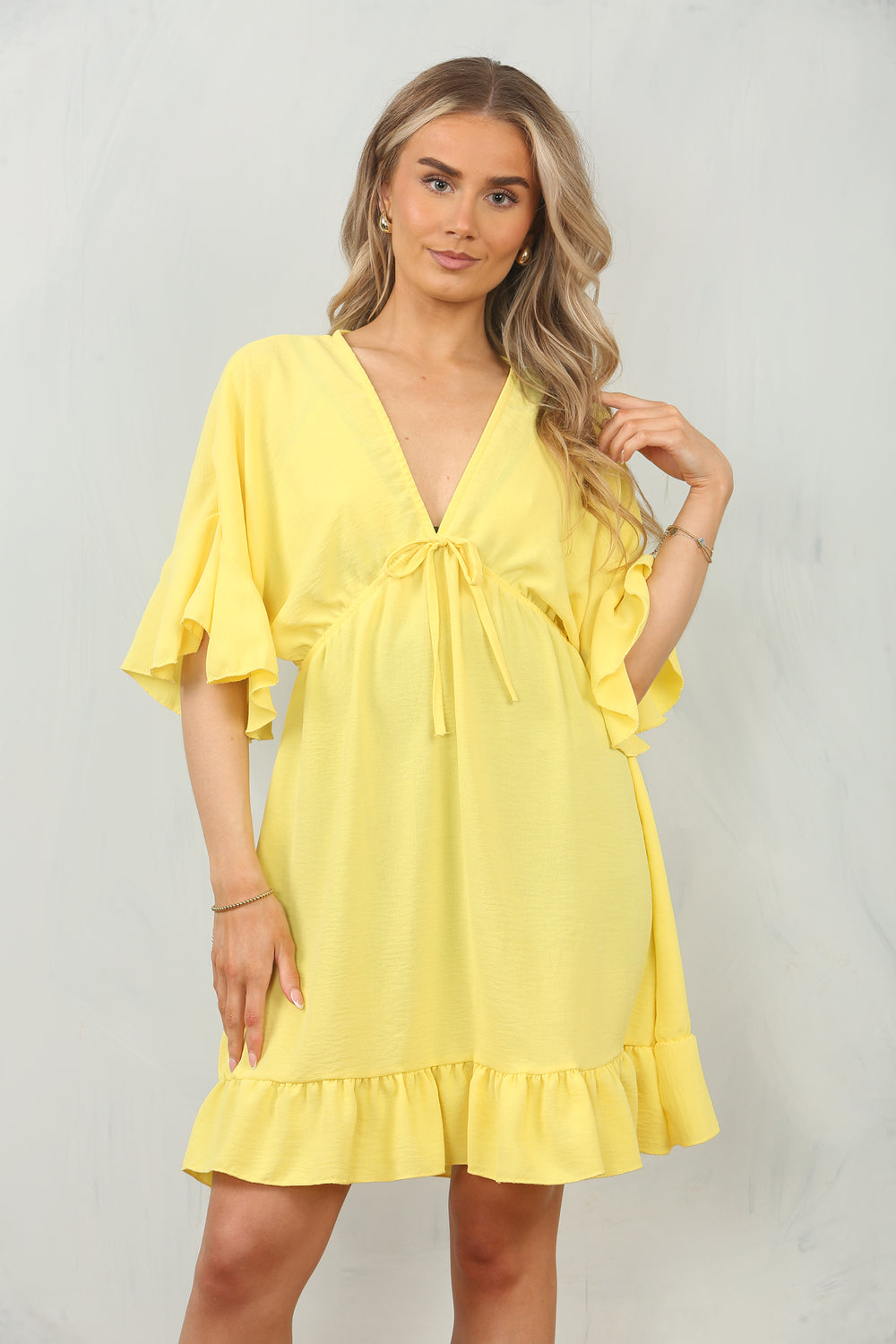 BOW GATHERED SMOCK DRESS (15091824066944)