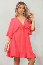 BOW GATHERED SMOCK DRESS (15091821412736)