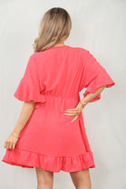 BOW GATHERED SMOCK DRESS (15091821412736)
