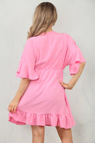 BOW GATHERED SMOCK DRESS (15091817513344)