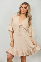 BOW GATHERED SMOCK DRESS (15091820626304)