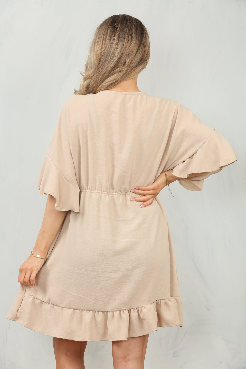 BOW GATHERED SMOCK DRESS (15091820626304)