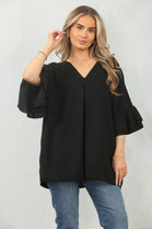 FRILL SLEEVE OVERSIZED TOP (15091773473152)
