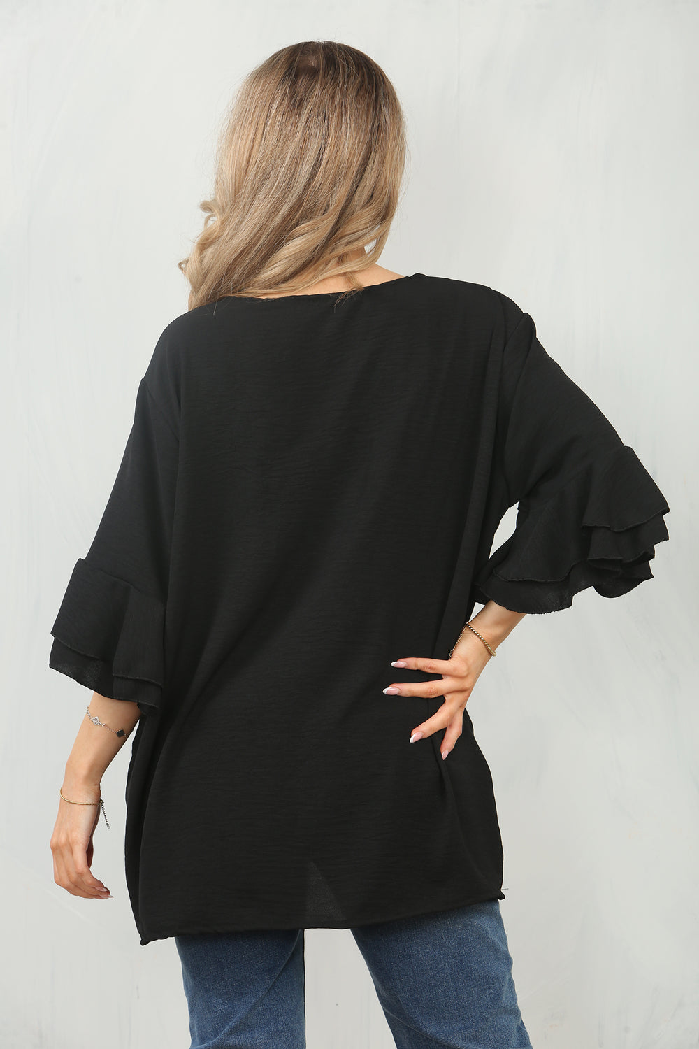 FRILL SLEEVE OVERSIZED TOP (15091773473152)