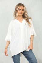 FRILL SLEEVE OVERSIZED TOP (15091770786176)