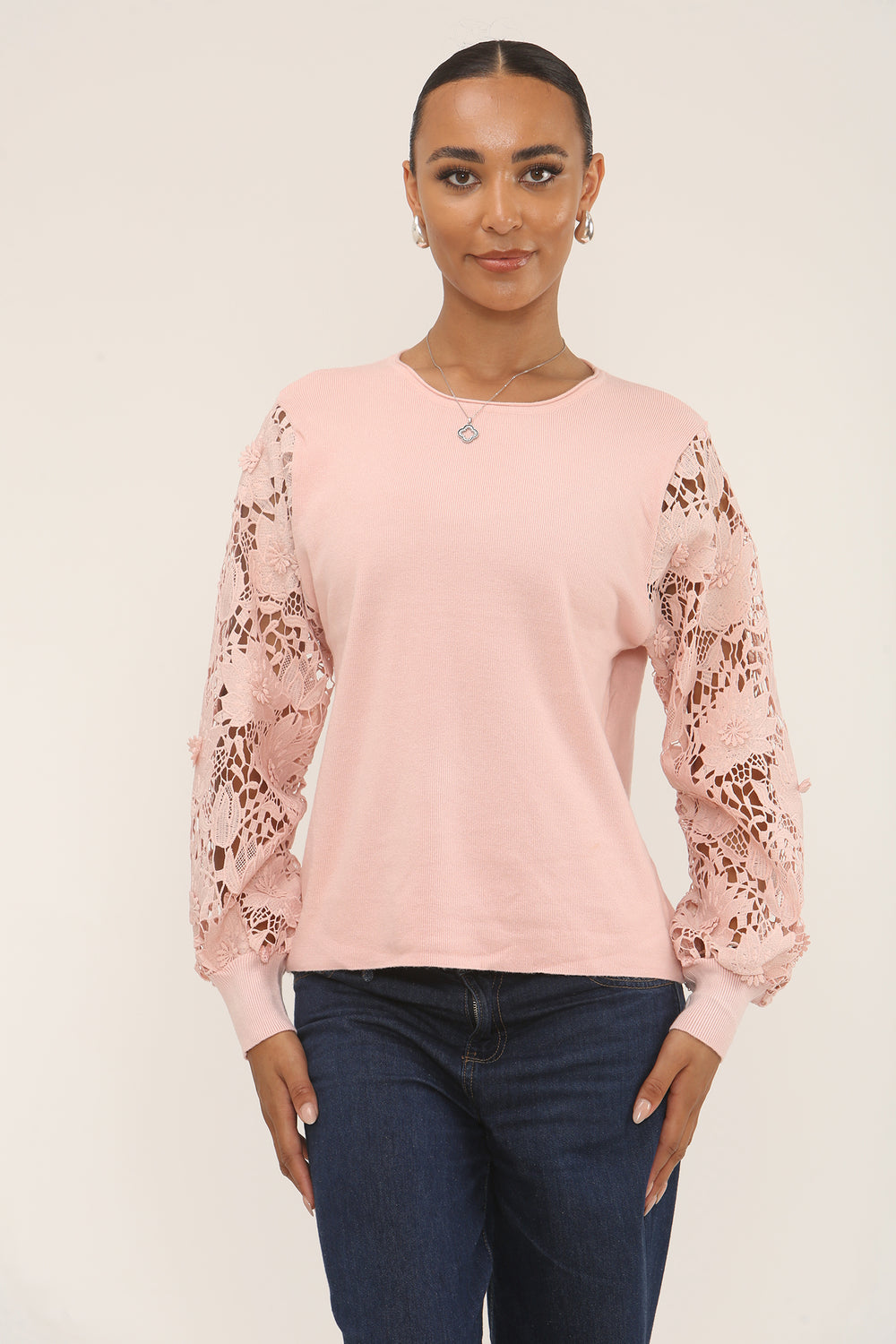 FLORAL LACE SLEEVE JUMPER (15287576363392)