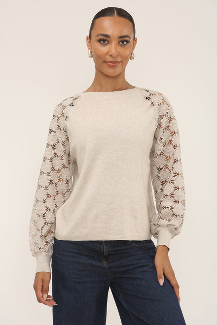 FLORAL SMALL PATTERN SLEEVE JUMPER (15297313407360)