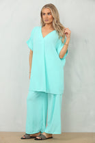 CAP SLEEVE V-NECK LOUNGEWEAR (15121765532032)