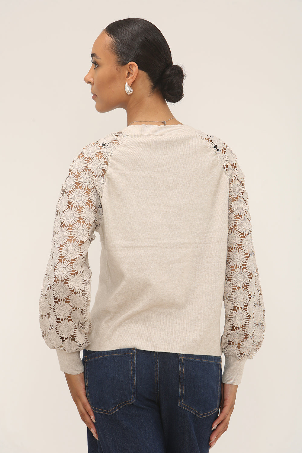 FLORAL SMALL PATTERN SLEEVE JUMPER (15297313407360)