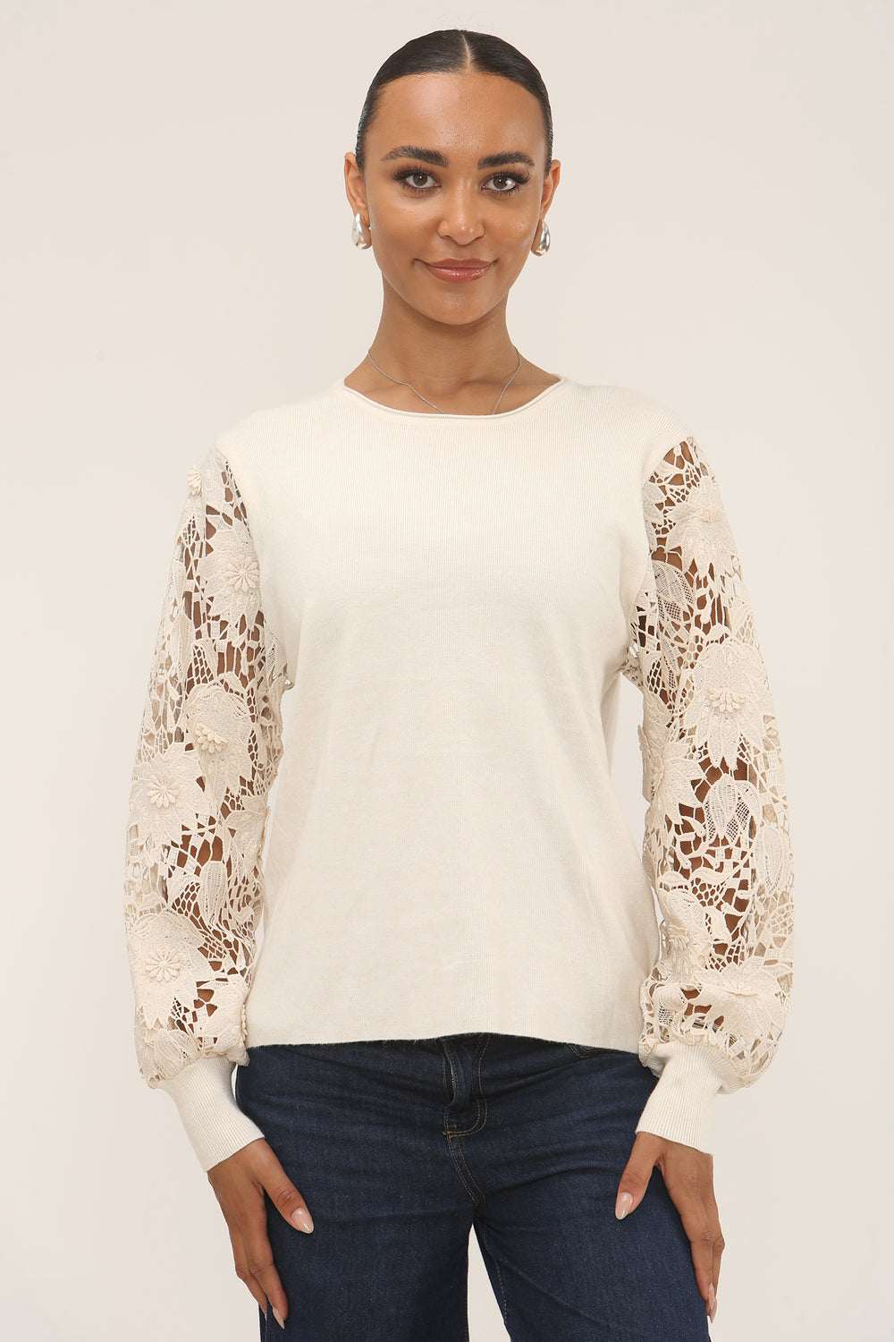 FLORAL LACE SLEEVE JUMPER (15287629971840)