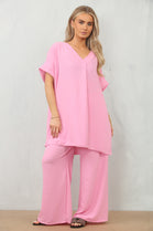 CAP SLEEVE V-NECK LOUNGEWEAR (15121772675456)