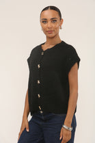 GOLD STAR BUTTON KNITTED WIAST COAT (15297295745408)