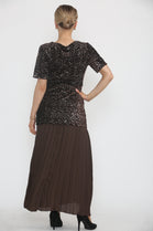 SEQUIN TOP WITH BOTTOM PLEATED DRESS