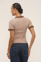 LEO DENIM TRIM GOLD BUTTON TOP (15287479828864)