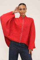 ZIP KNITTED HIGHLOW CARDIGAN (15297268482432)