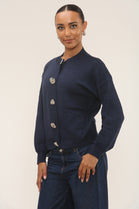 METALLIC BUTTON DETAIL KNIT CARDIGAN (15298861236608)