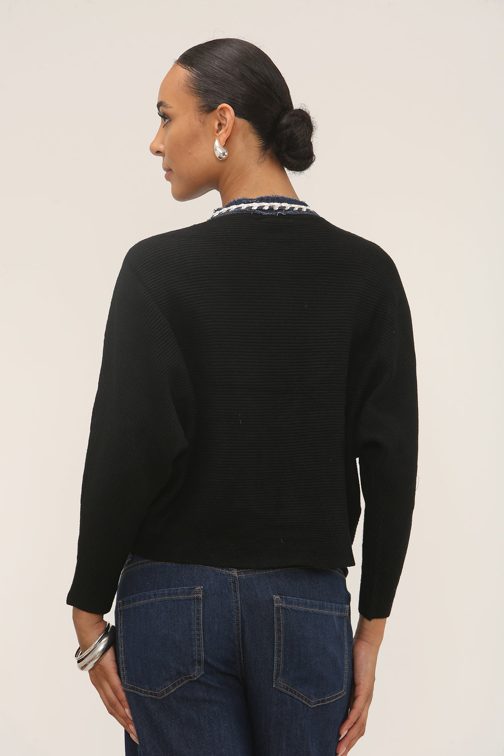 CARLY DENIM TRIM RIB BUTTON JUMPER (15287717069184)
