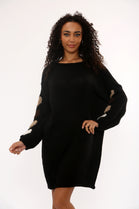 HEART SLEEVE KNIT JIMPER DRESS (15351275389312)