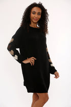 HEART SLEEVE KNIT JIMPER DRESS (15351275389312)