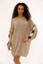 HEART SLEEVE KNIT JIMPER DRESS (15351274733952)