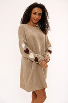 HEART SLEEVE KNIT JIMPER DRESS (15351274733952)