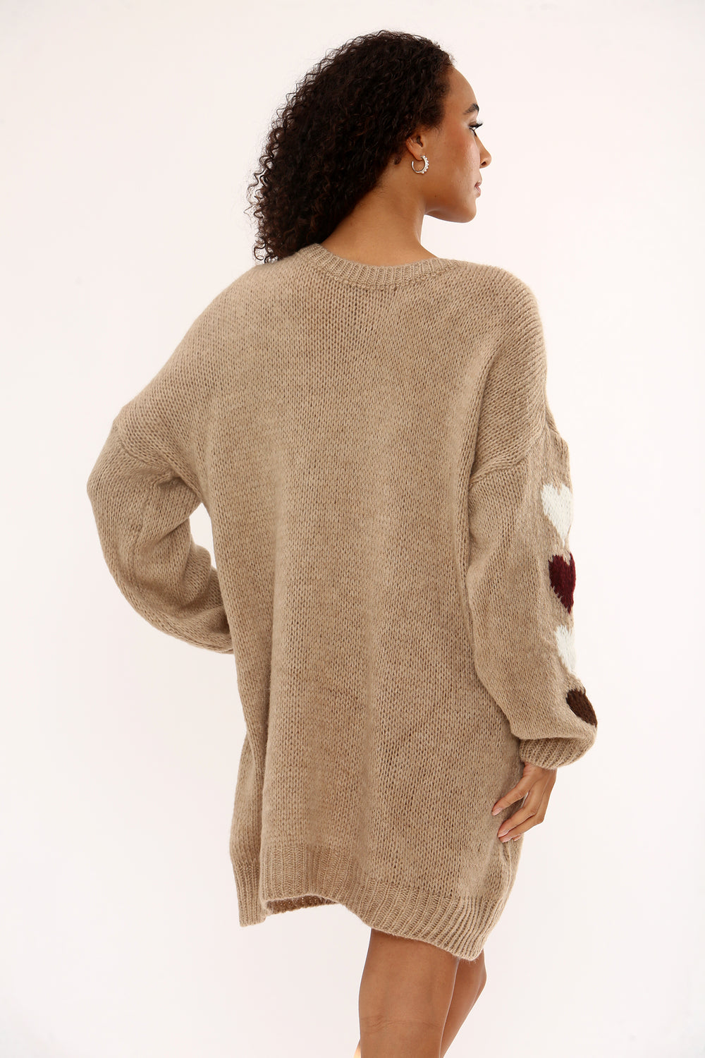 HEART SLEEVE KNIT JIMPER DRESS (15351274733952)