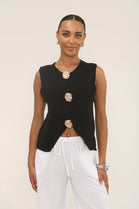 SIENNA BIG GOLD BUTTON KNIT WAISTCOAT (15287829856640) (15287835558272)